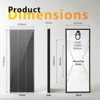 Technical drawing showing dimensions 1715x670x25mm and mounting hole locations