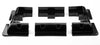 Six-piece black ABS plastic solar panel mounting bracket kit with four corners and two side mounts