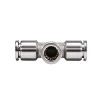 Internal view of a stainless steel 10mm push-in tube joiner port