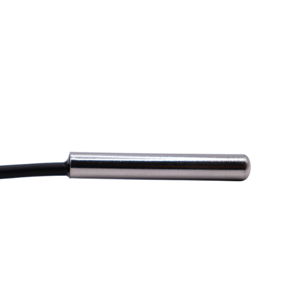 Close-up of 6mm stainless steel temperature sensor probe tip