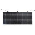 Front view of Sunman eArc 430W flexible solar panel with visible solar cells and triple junction boxes