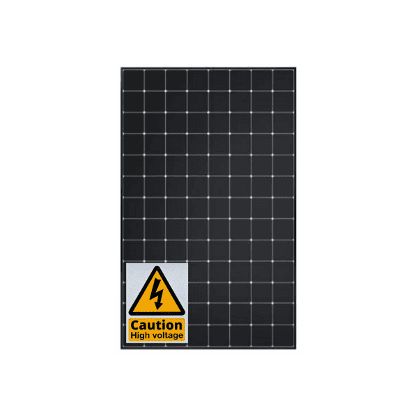 Front view of SunPower Maxeon 3 410W all-black solar panel featuring 112 monocrystalline cells