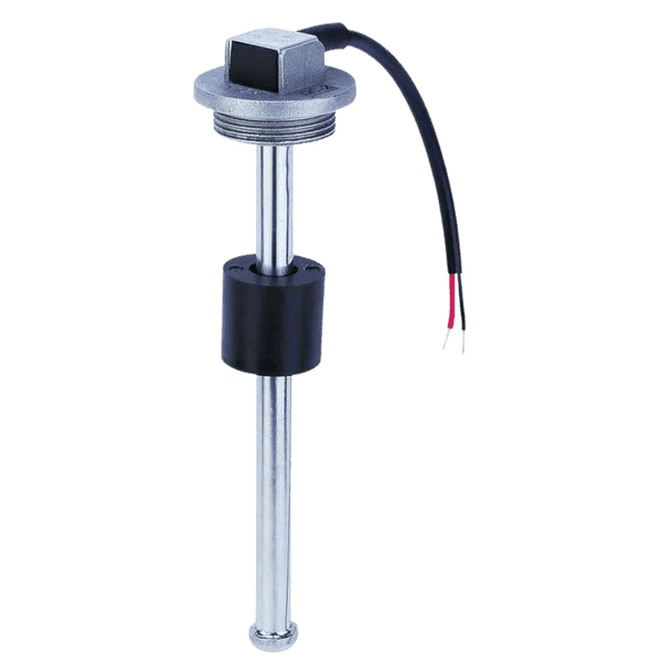 425mm stainless steel tank level sensor with black float, wiring and 1-1/4 inch BSP threaded mount