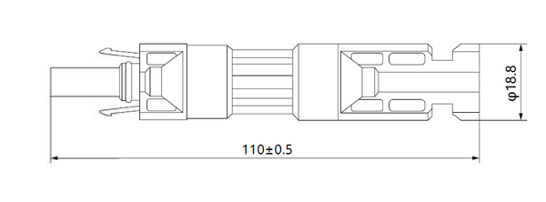 Technical drawing showing 110mm length and 18.8mm diameter dimensions