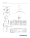 Technical dimensional drawing and specification table for Scanstrut cable seals