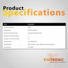 Technical specifications table for Exotronic 300A busbar