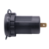 Side profile of flush mount socket body showing threaded housing and rear connection terminals