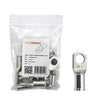 10 pack of tinned copper bellmouth lugs in retail packaging with a single lug displayed beside
