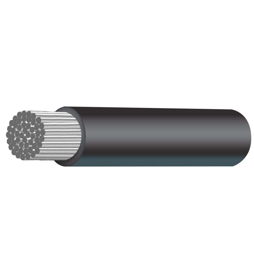 Cutaway illustration of cable showing silver tinned copper strands inside black insulation sheath