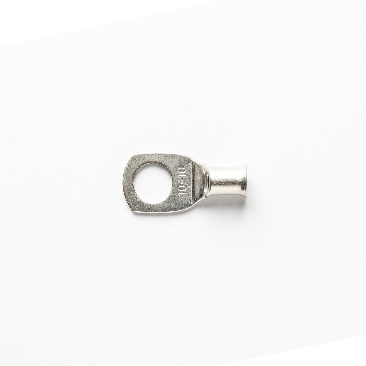 Top-down view of 10mm² M10 copper lug with size identification markings
