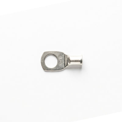 Top-down view of 10mm² M10 copper lug with size identification markings