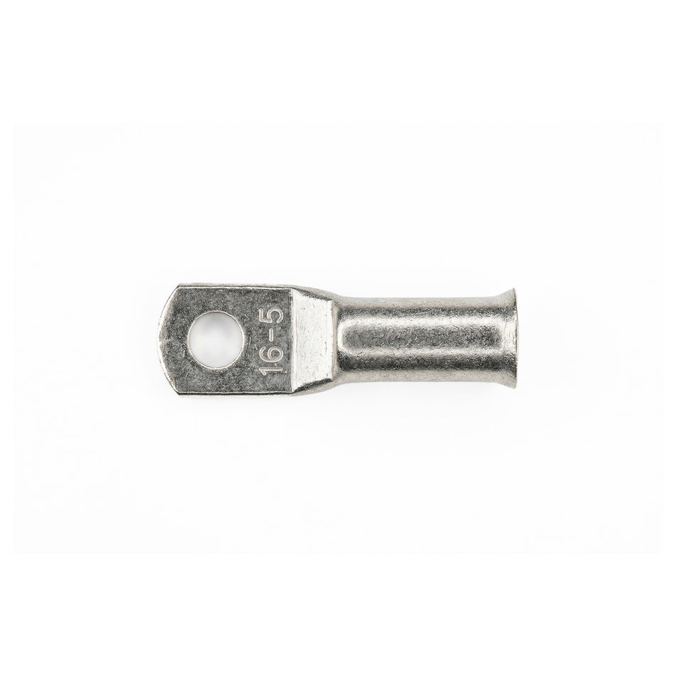 Top-down view of 16mm² M5 copper lug with size identification markings