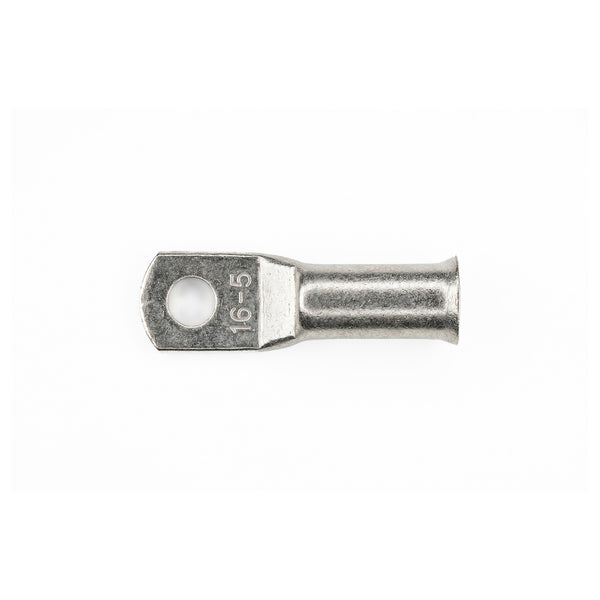 Top-down view of 16mm² M5 copper lug with size identification markings