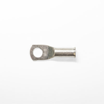 Top-down view of 16mm² M8 copper lug with size identification markings
