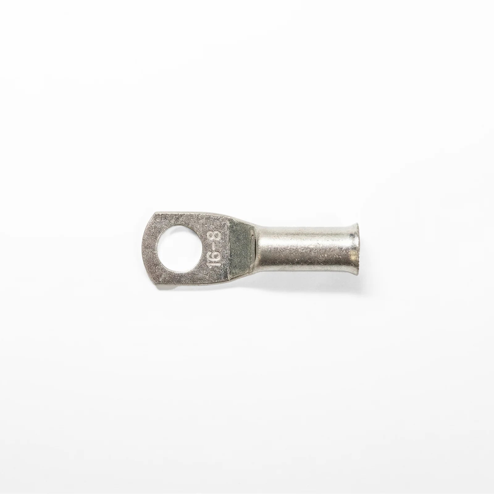 Top-down view of 16mm² M8 copper lug with size identification markings