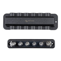 Top-down view of a 250A busbar showing 6 terminals and matching black cover