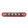 Top-down view of red busbar featuring six tin-plated copper M6 studs