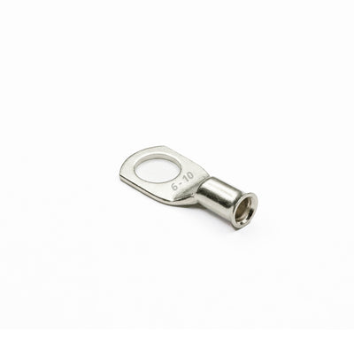 Top-down view of 6mm² M10 copper lug with size identification markings
