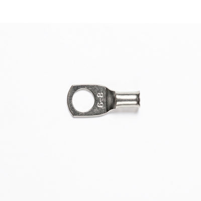 Top-down view of 6mm² M8 copper lug with size identification markings