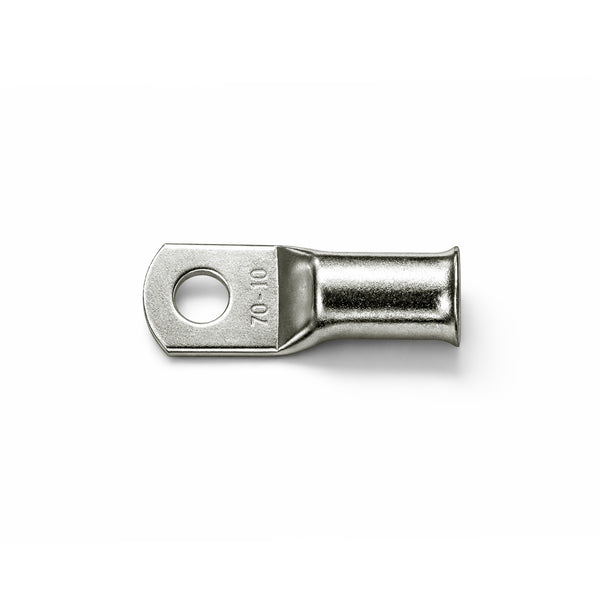 Top-down view of 70mm² M10 copper lug with size identification markings