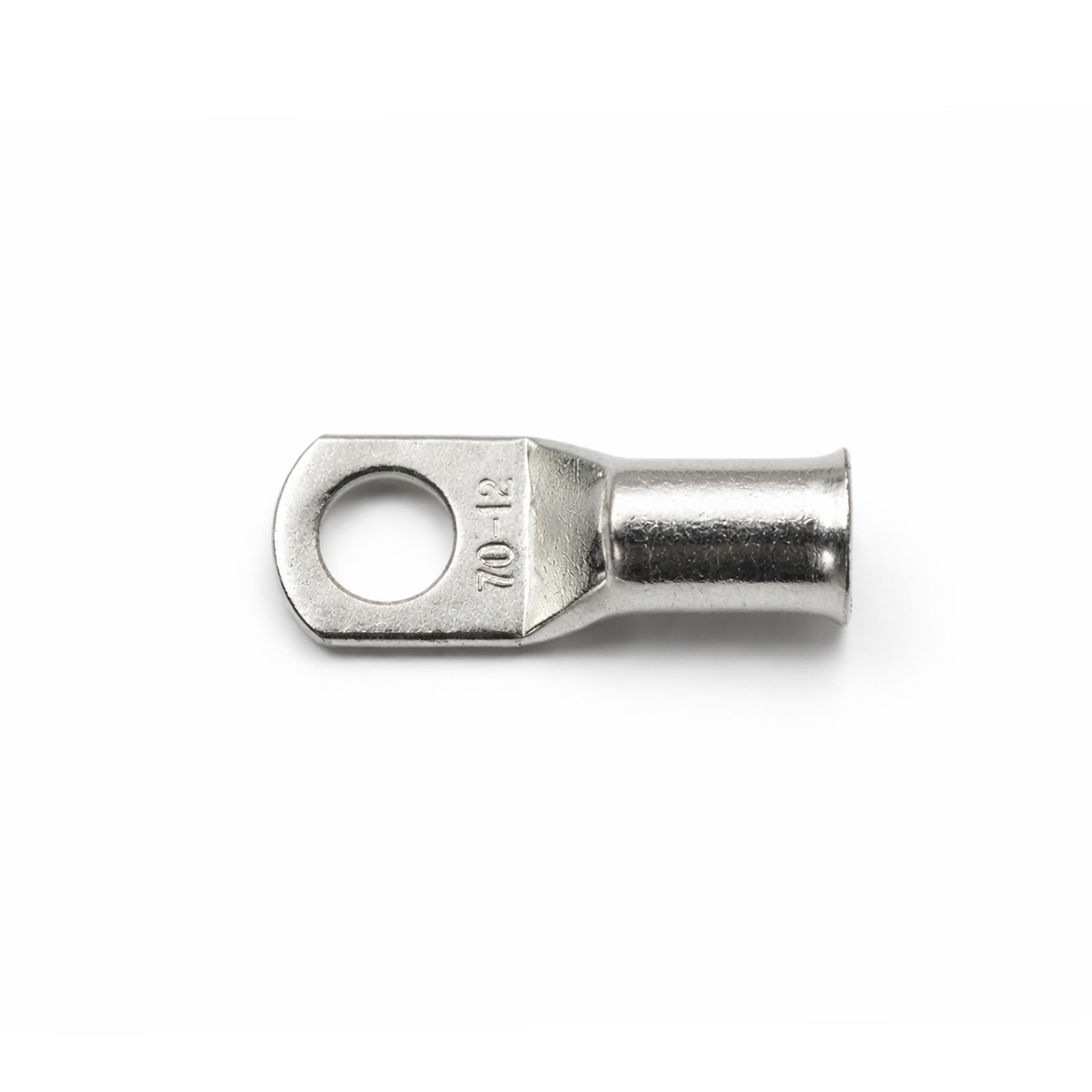 Top-down view of 70mm² M12 copper lug with size identification markings