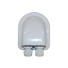 Top-down view of white cable entry cover highlighting rounded aerodynamic shape and rear dual glands