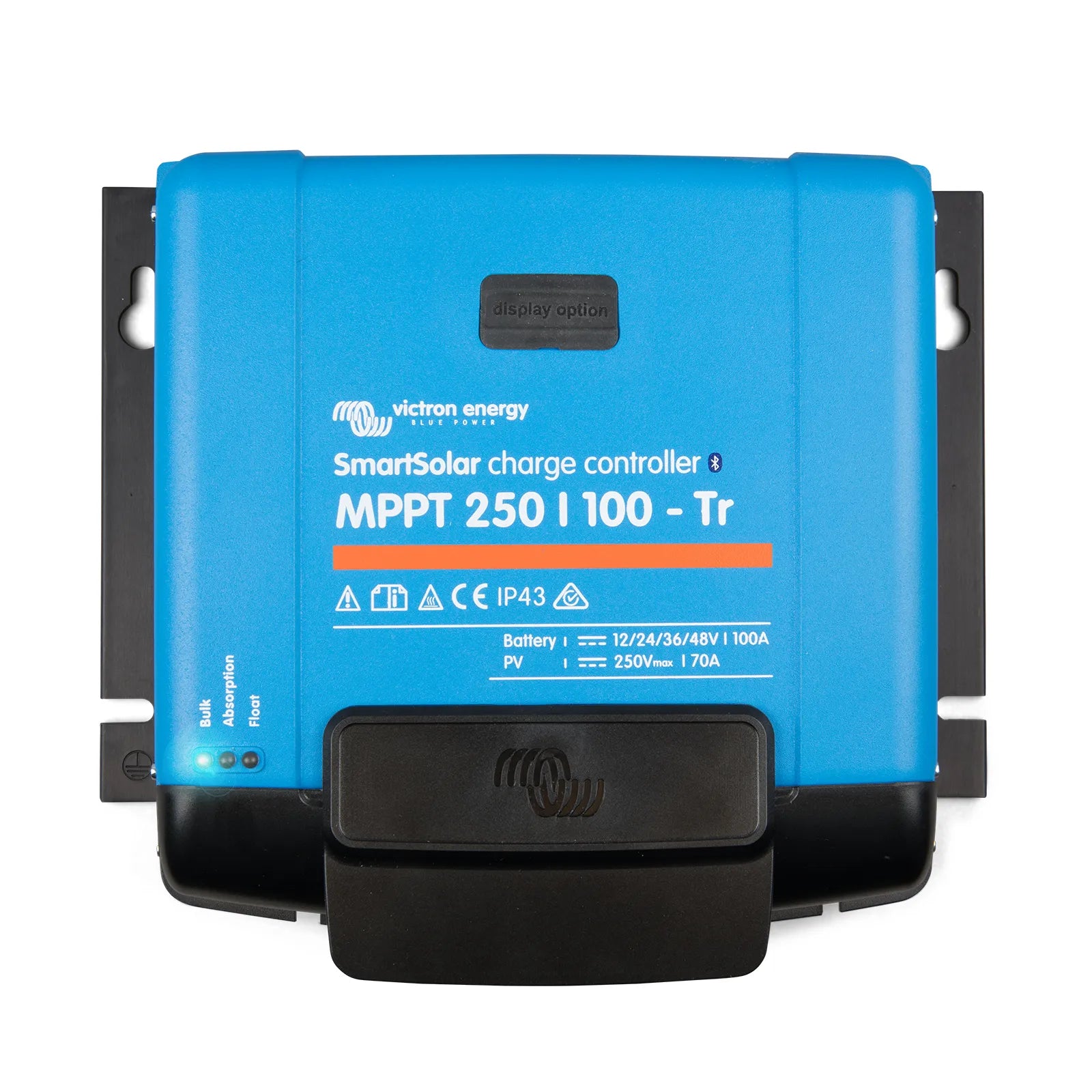 Top view of MPPT solar controller with the WireBox-XL terminal cover installed