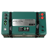 Top view of lithium battery showing M8 terminals, SOC indicator and reset button
