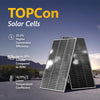 Infographic highlighting TOPCon solar cell efficiency and temperature features