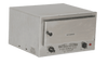 Stainless steel 12V marine oven with adjustable temperature and timer control dials on the front panel