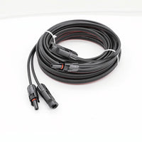 Coiled 1m twin solar extension cable with pre-terminated MC4 connectors and IP67 weather seals