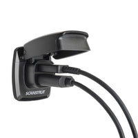 Dual USB socket with two cables plugged in under the protective flip lid