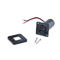Scanstrut TILE USB socket uninstalled showing bezel, charger unit, wiring and screws