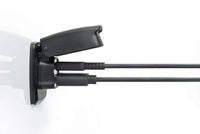 Side profile of Flip Pro USB socket with cables connected and lid open
