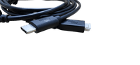 Close-up of the VE.Direct 4-pin plug and the USB-C interface connector