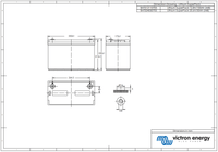 Technical dimensional drawing for 100Ah SuperPack lithium battery showing M8 terminal and 330mm width