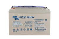 Front view of Victron 125Ah AGM battery showing M8 terminal studs
