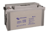 Three-quarter perspective view of the grey Victron 12V 130Ah AGM battery housing