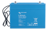 Front view of Victron 12.8V 180Ah Smart LiFePO4 battery with integrated BMS cables