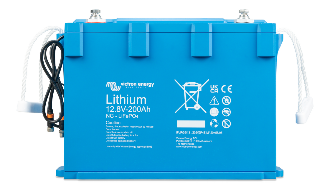 Front view of Victron 12V 200Ah Smart NG lithium battery