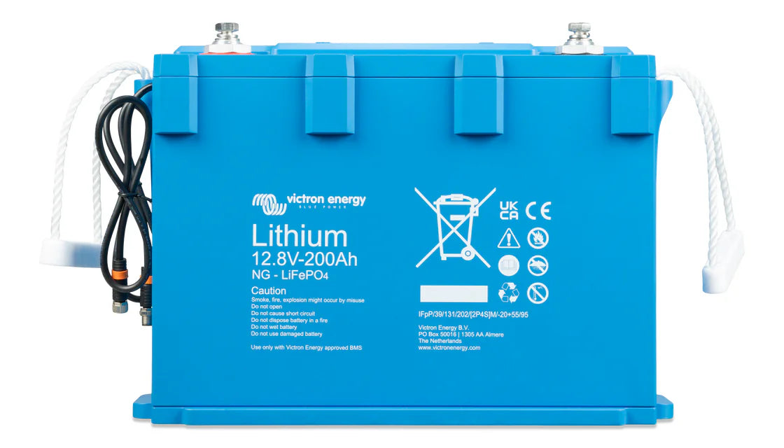 Front view of Victron 12V 200Ah Smart NG lithium battery