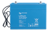 Front view of blue Victron 12V 200Ah Smart LiFePO4 battery with integrated BMS cables and M8 terminals
