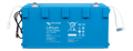 Front view of blue Victron 12V 300Ah Smart NG lithium battery with carry handles and BMS cables