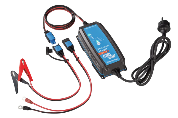 Victron 12V 4A Blue Smart IP65 charger with alligator clips, eyelet connectors and Australian power plug