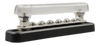 Side view of Victron 150A 2P busbar with clear protective cover and 10 terminal screws