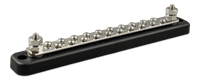 Victron 150A busbar without cover showing 20 screw terminals and two larger studs
