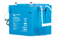 Side perspective of Victron 150Ah Smart NG battery highlighting durable blue enclosure