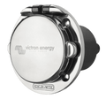 Victron 16A stainless steel shore power inlet with closed protective cover at an angle