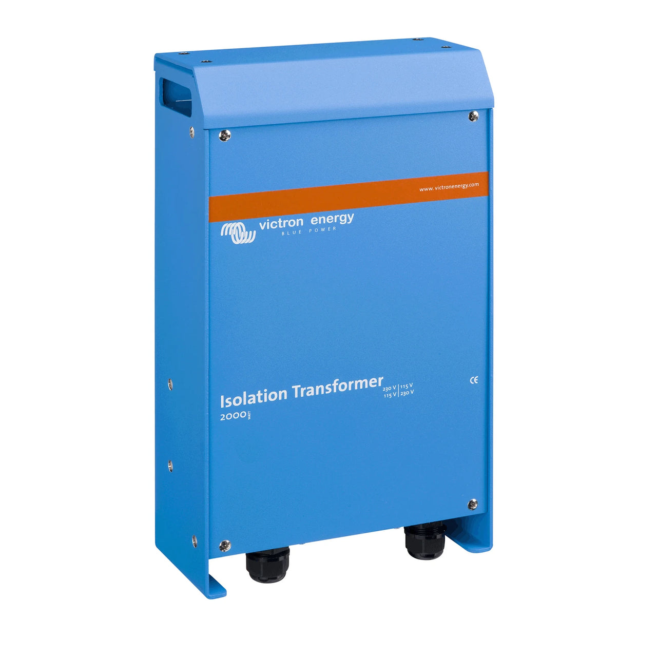 Blue Victron 2000W isolation transformer in a durable aluminium enclosure