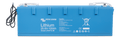 Front view of blue Victron 25.6V 100Ah Smart LiFePO4 lithium battery with M8 terminals and BMS cables
